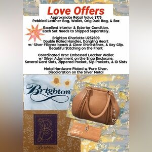 Brighton Leather Bag Wallet Dust Bag & Box Croc Embossed Wallet Excel Int & Ext